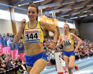 Lovisa Lindh slår klubbrekord på 800m inomhus vid Nordenkampen i Växjö den 13/2 2016.